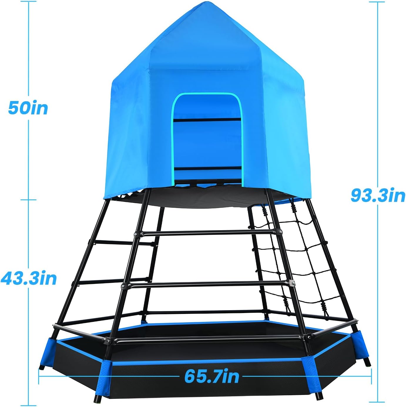 Hapfan 7.8 FT Jungle Gym with Platform & Tent, Climbing Tower for Kids | Includes 3D Assembly Video, Treehouse-shaped Climbing Structure to Spark Kids’ Imagination, Perfect for Backyard Fun