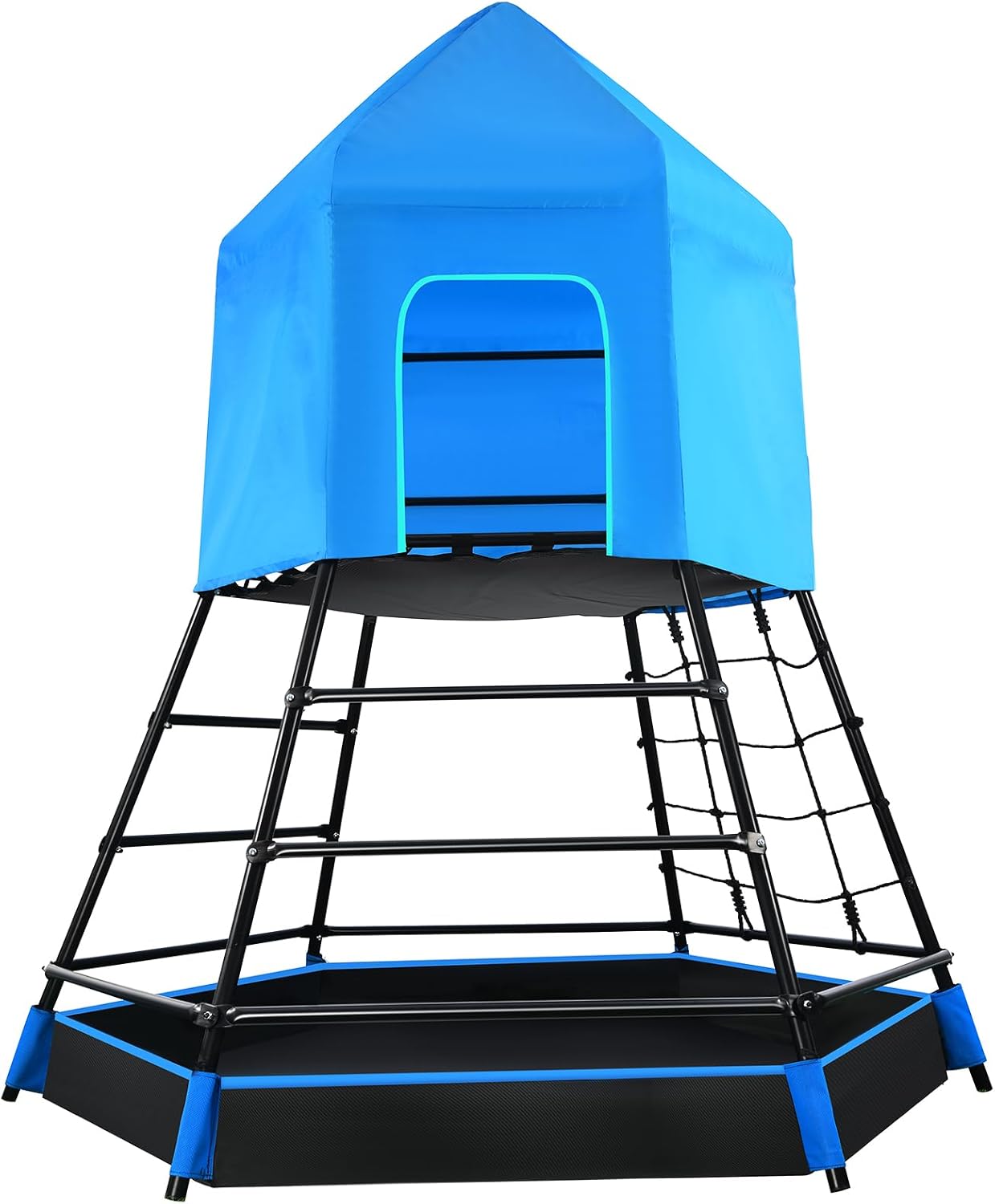 Hapfan 7.8 FT Jungle Gym with Platform & Tent, Climbing Tower for Kids | Includes 3D Assembly Video, Treehouse-shaped Climbing Structure to Spark Kids’ Imagination, Perfect for Backyard Fun