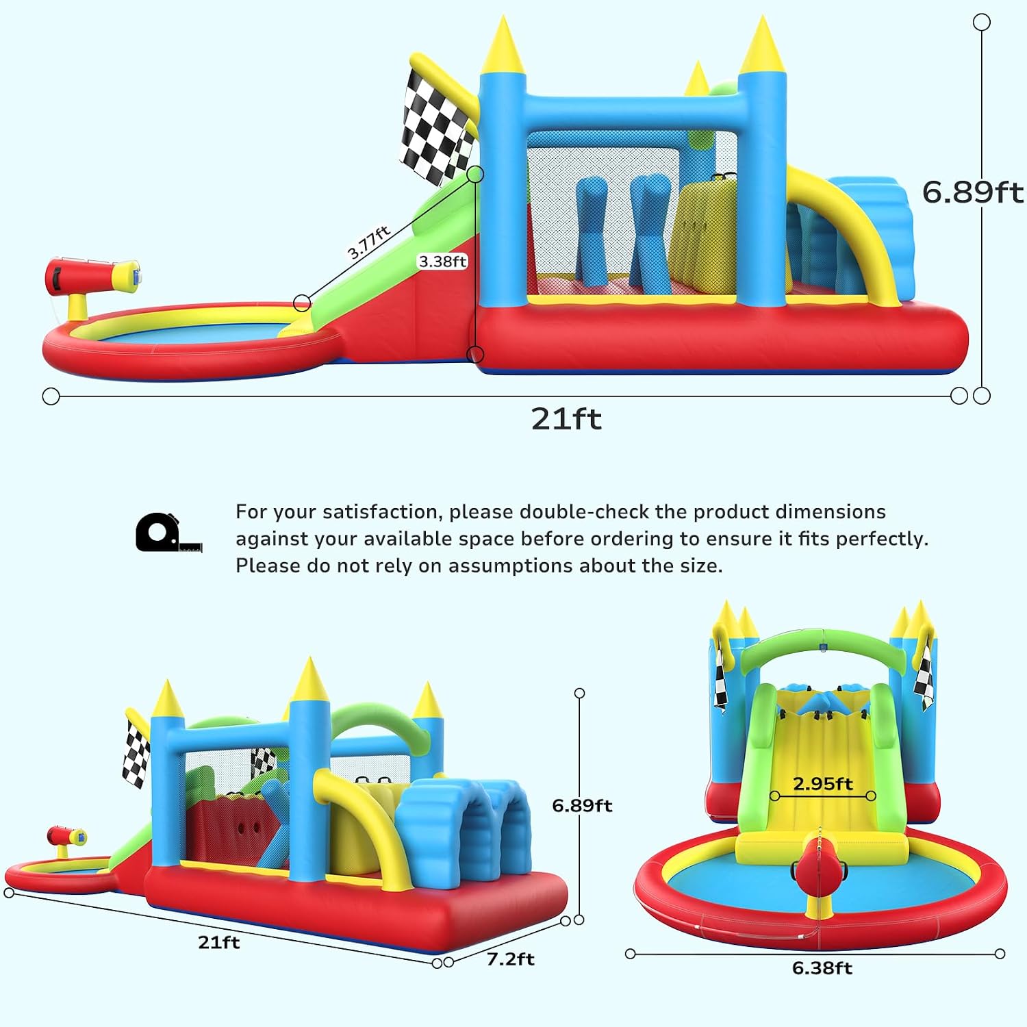 Hapfan Wet/Dry Inflatable Obstacle Course Bounce House,with 680W Blower | with Ball Pit + Double Slide + Tunnel + Climbing Wall,Design for Indoors & Outdoors,ASTM Tested | CPSC Safety Compliant