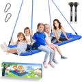 Hapfan 800lbs 60" Platform Tree Swing for Kids and Adults with Pillow, Heavy Duty Large Rectangle Swing for Kids Outdoor, Textilene Fabric, 9.8 FT Hanging Straps