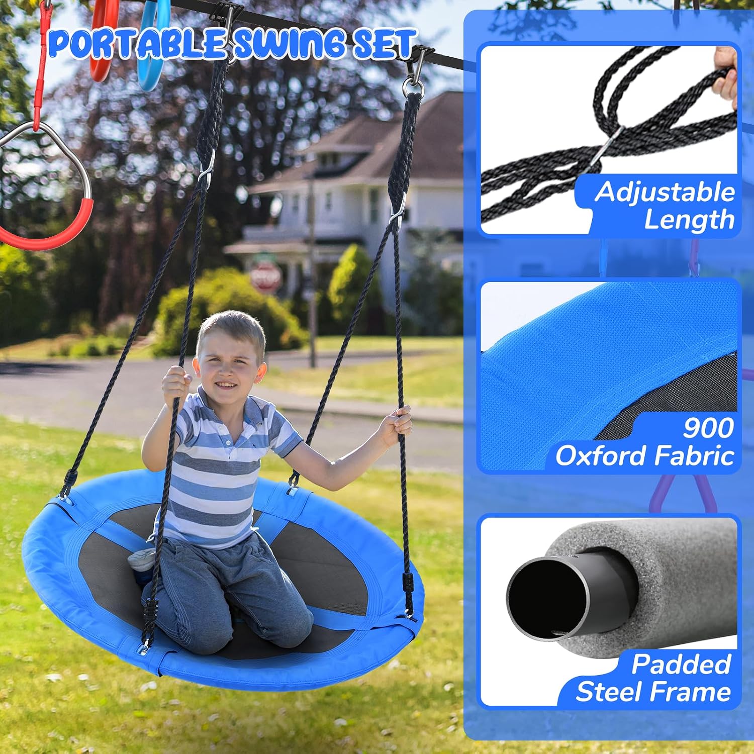 Hapfan 65 ft Ninja Warrior Obstacle Course for Kids with Saucer Tree Swing | Slackline Swing Set, Long Ninja Obstacle Course for Backyard Outside with 11 Accessories, Supports 880 lbs