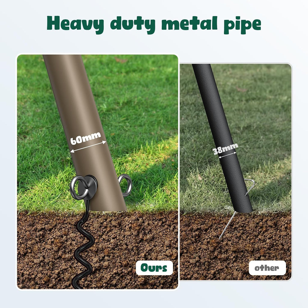 Hapfan 7.3ft Tall Swing Set for Backyard with 3 Swings (Brown &amp; Green) | 60mmφ Metal Pipe,Platform Swing + 2 Belt Swings,for Kids from Toddler to Teens, ASTM Tested | CPSC Safety Compliant(Patented)
