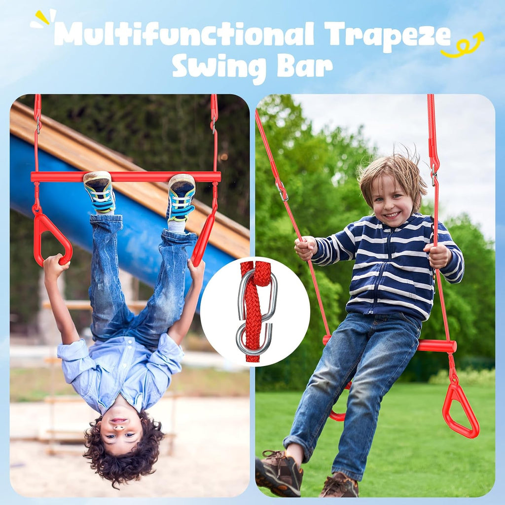 Hapfan 65 ft Ninja Warrior Obstacle Course for Kids with Saucer Tree Swing | Slackline Swing Set, Long Ninja Obstacle Course for Backyard Outside with 11 Accessories, Supports 880 lbs