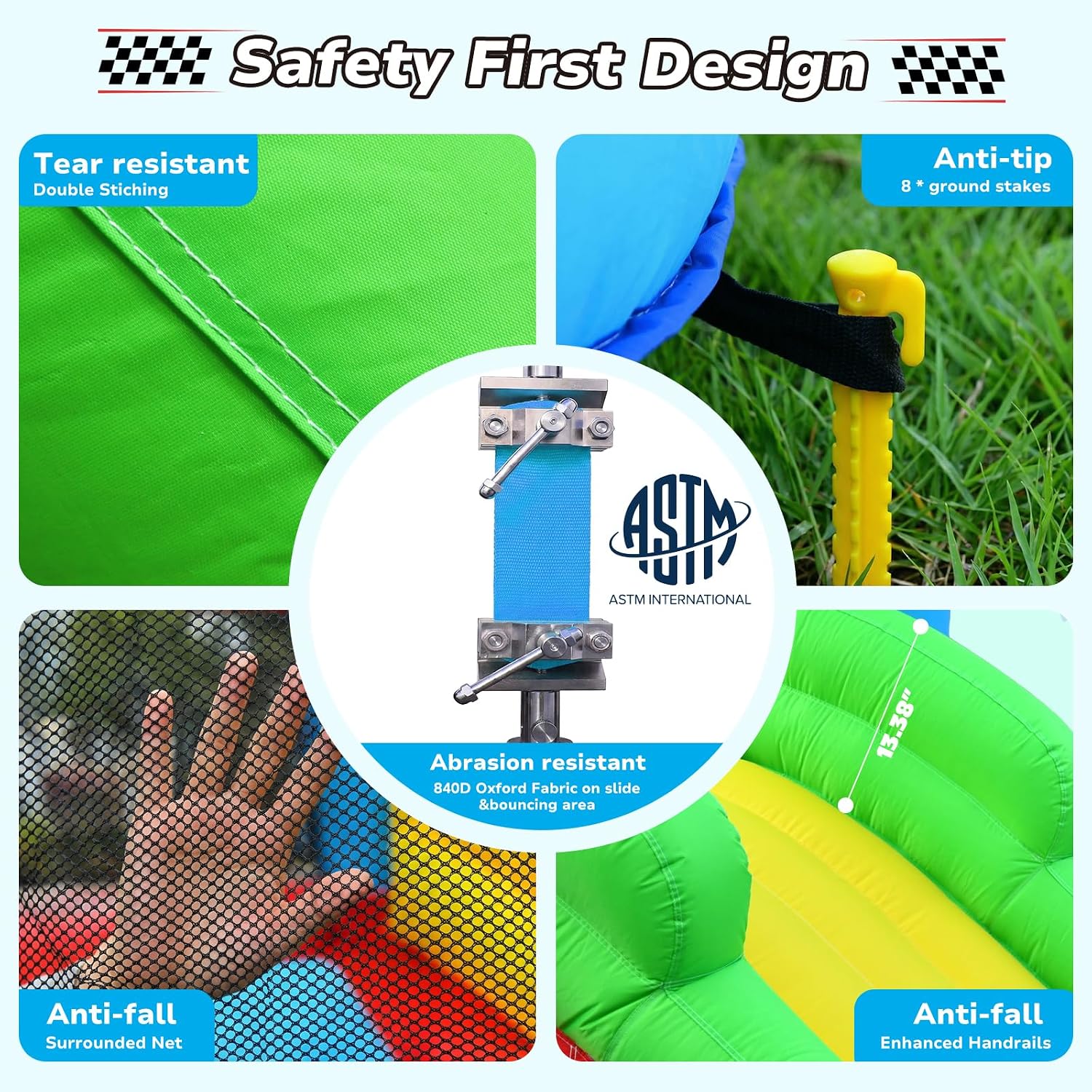 Hapfan Wet/Dry Inflatable Obstacle Course Bounce House,with 680W Blower | with Ball Pit + Double Slide + Tunnel + Climbing Wall,Design for Indoors & Outdoors,ASTM Tested | CPSC Safety Compliant