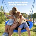 Hapfan 40" Saucer Tree Swing for Kids and Adults, Disc Round Swing for Kids Outdoor with Swivel, UV-Resistant Textilene Fabric, 700 lb Weight Capacity, 9.8 FT Hanging Straps, 2-Year Warranty (Blue)