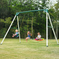 Hapfan 9.5ft Tall Swing Sets for Backyard for Big Kids & Adults (Patented) | 76mmφ Heavy Duty Metal Stand,600lbs Capacity,Saucer Swing+2 Belt Swings, ASTM | CPSC Compliant, Outdoor Swing Set for Family