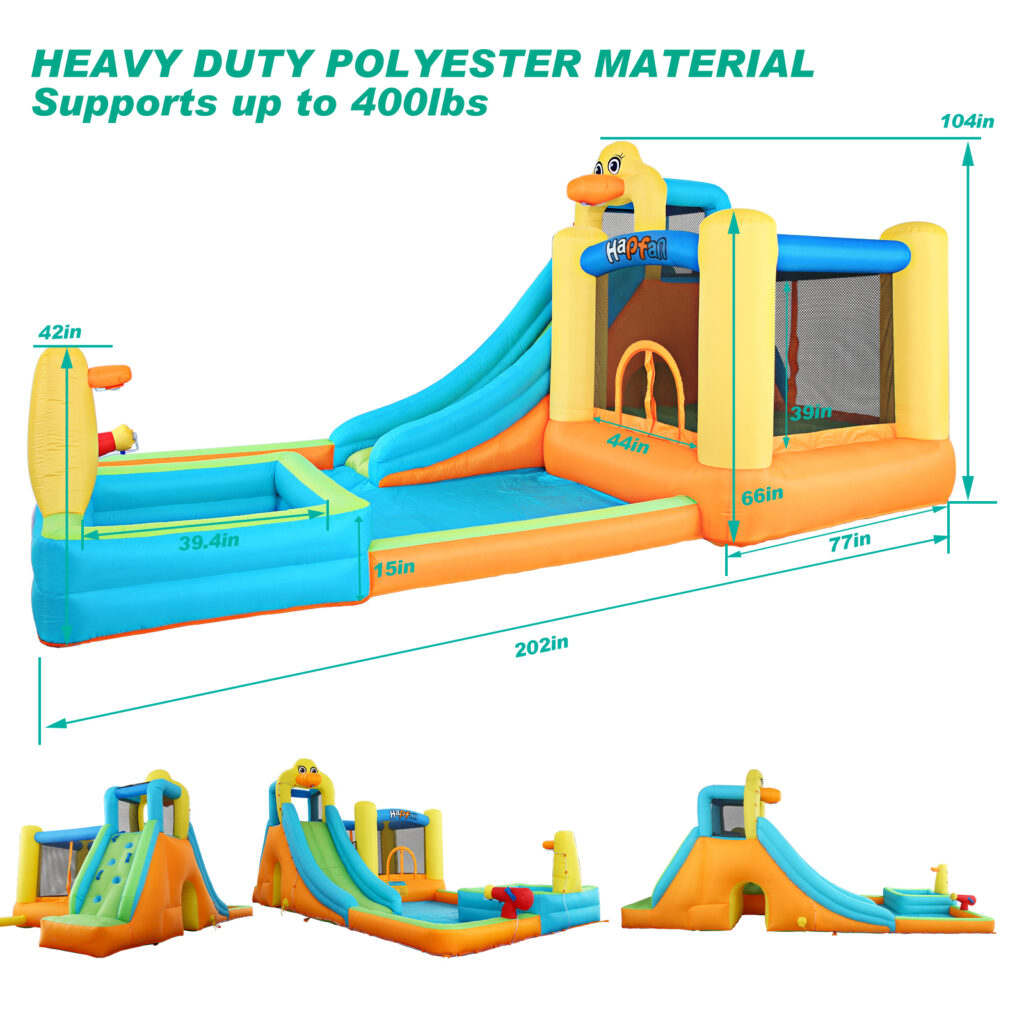 Hapfan 400lbs Inflatable Water Slide Park, Water Bounce House with ...