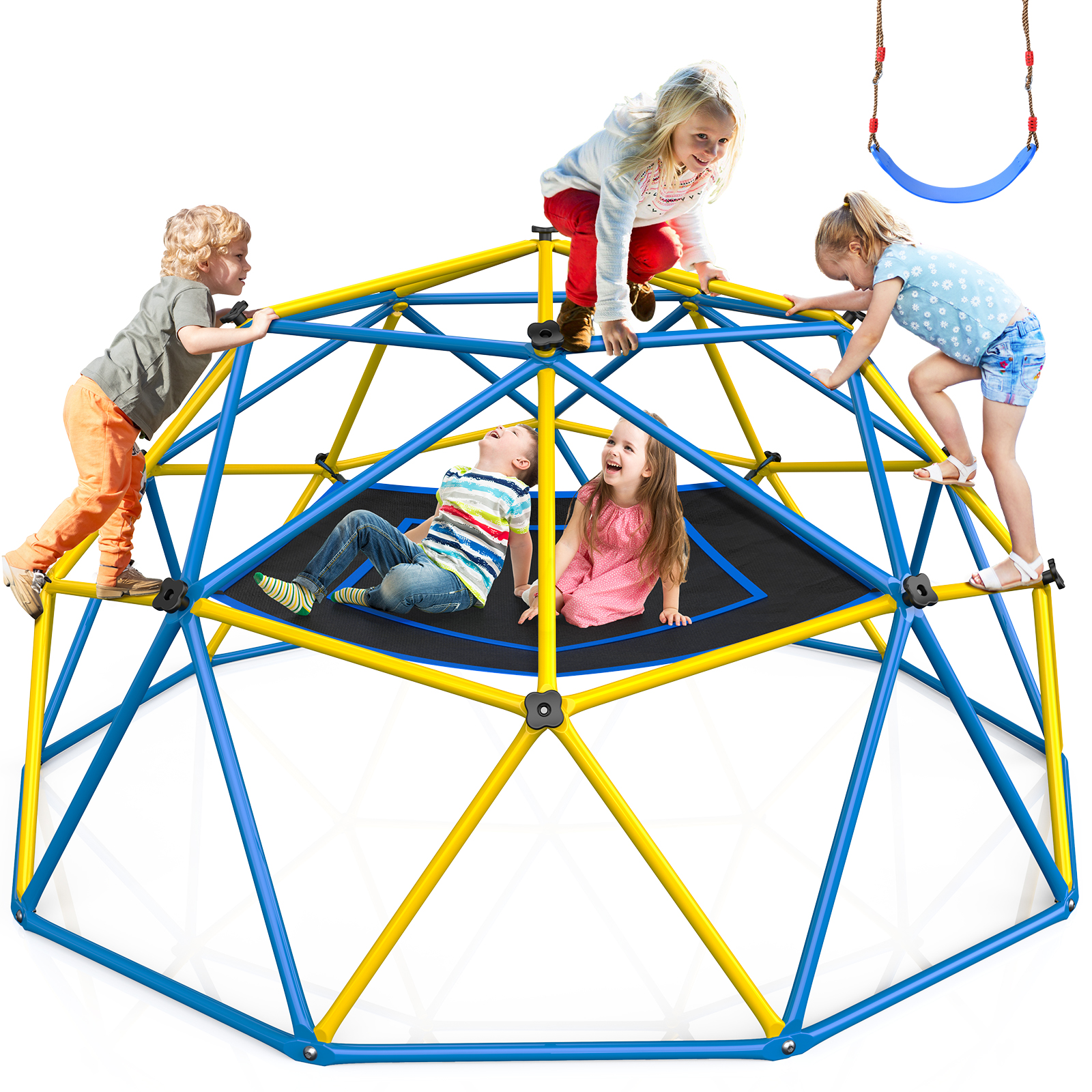 Hapfan Jungle Gym, 10ft Climbing Dome with Hammock and Swing, Outdoor ...