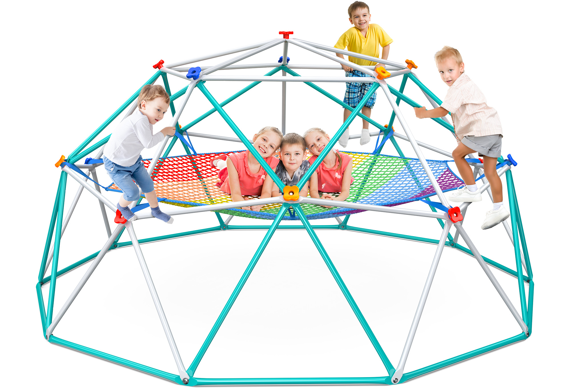 Hapfan Climbing Dome with Climbing Cargo Net, 10ft Dome Jungle Gym with ...